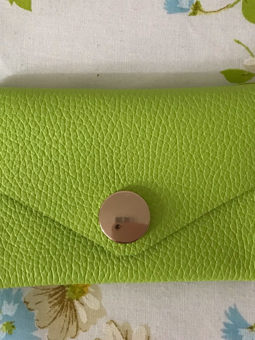 Handmade Genuine Leather Women’s Lime Green Envelope Clutch